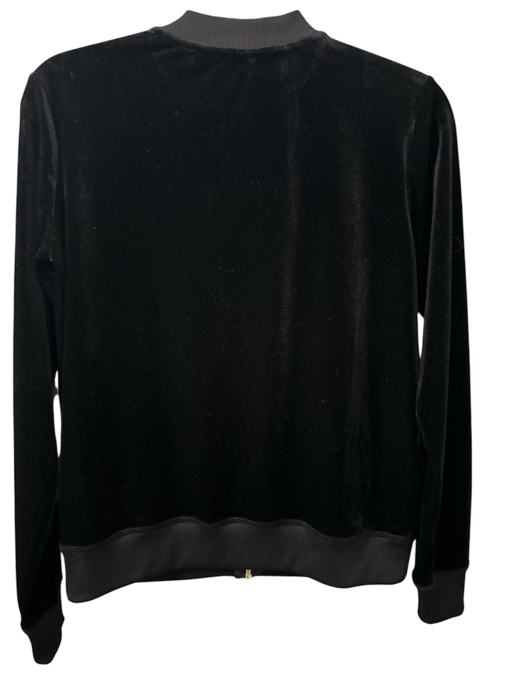 Michael Kors Black Velvet Bomber Jacket with Gold Zip Pull Size XS - Picture 2 of 5